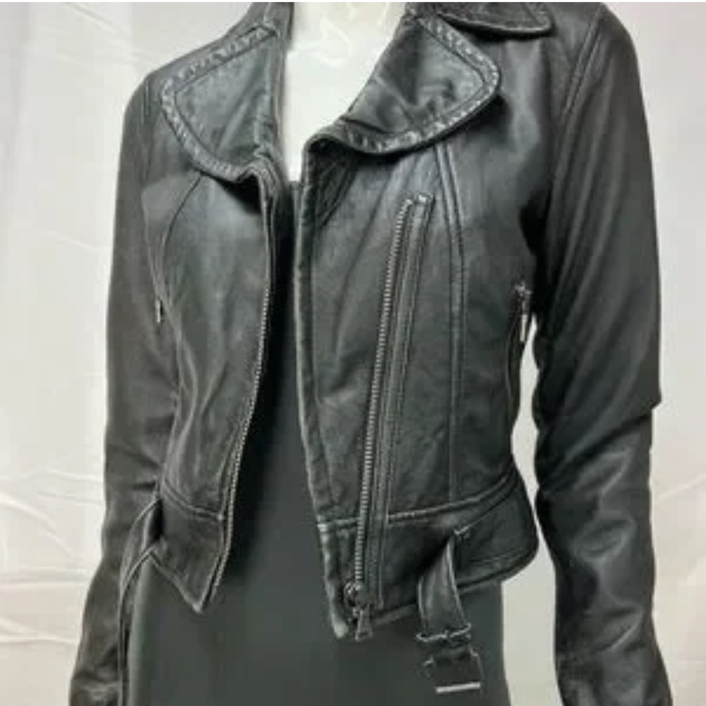 Express Black 100% Leather Jacket size S